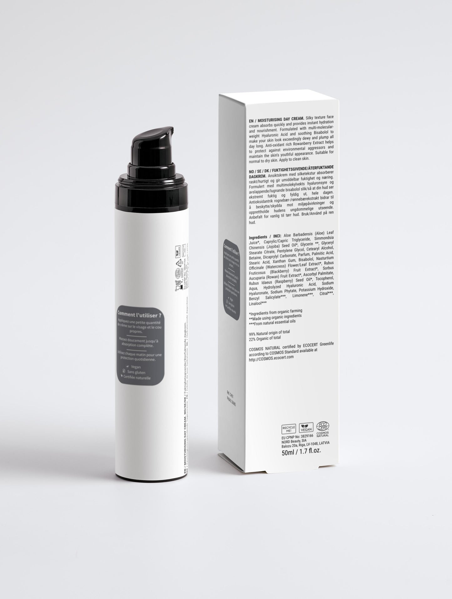 Étiquette arrière de la crème hydratante Ambroise Paris – composition